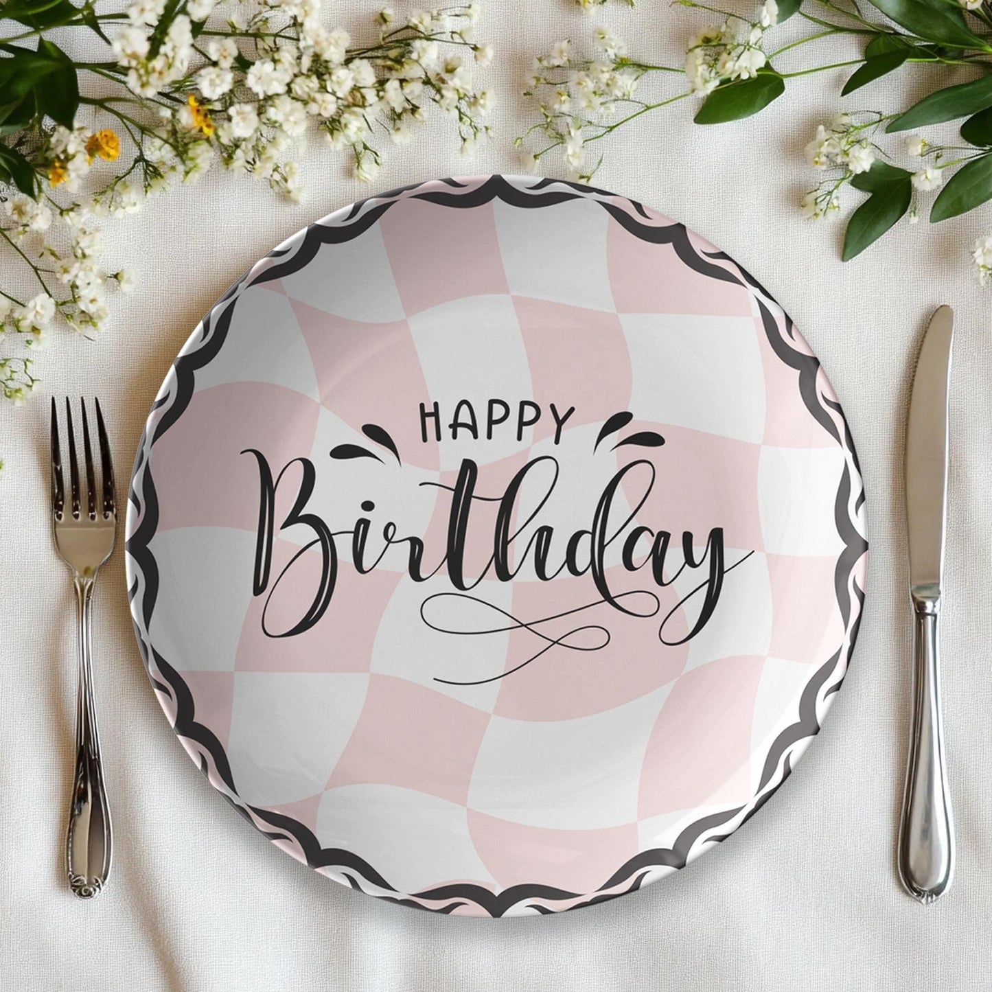 Retro Birthday Plate Vintage Style Celebration Dinnerware Party Tableware Gift