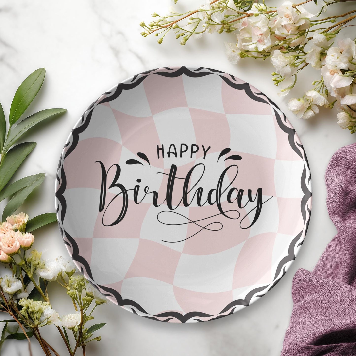 Retro Birthday Plate Vintage Style Celebration Dinnerware Party Tableware Gift