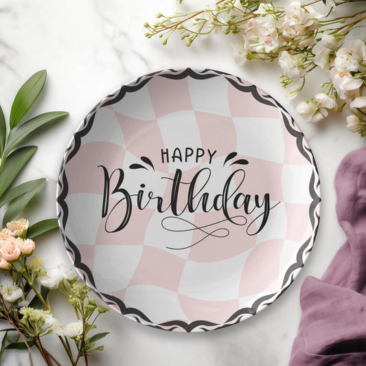 Retro Birthday Plate Vintage Style Celebration Dinnerware Party Tableware Gift