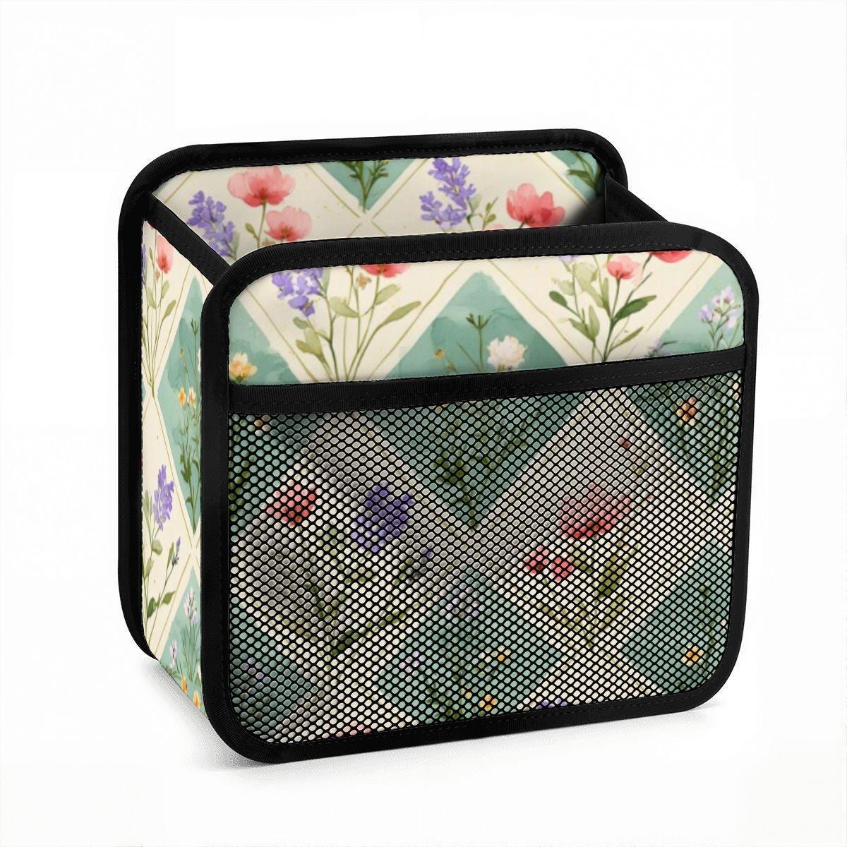 Floral Car Seat Organizer - Backseat Storage Caddy for Travel Accessories and Essentials