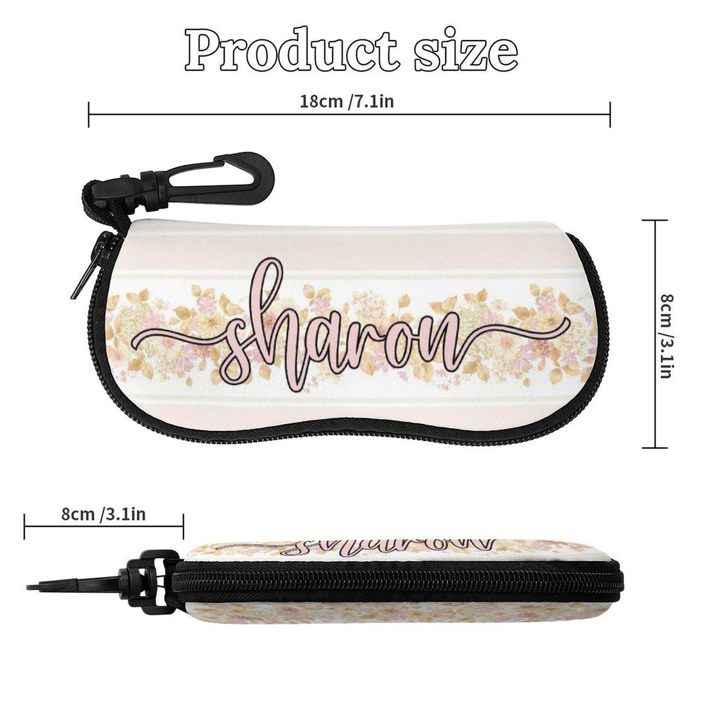 Custom Name Eyeglass Case with Zipper | Neoprene Fabric, Micro-Velvet Lining