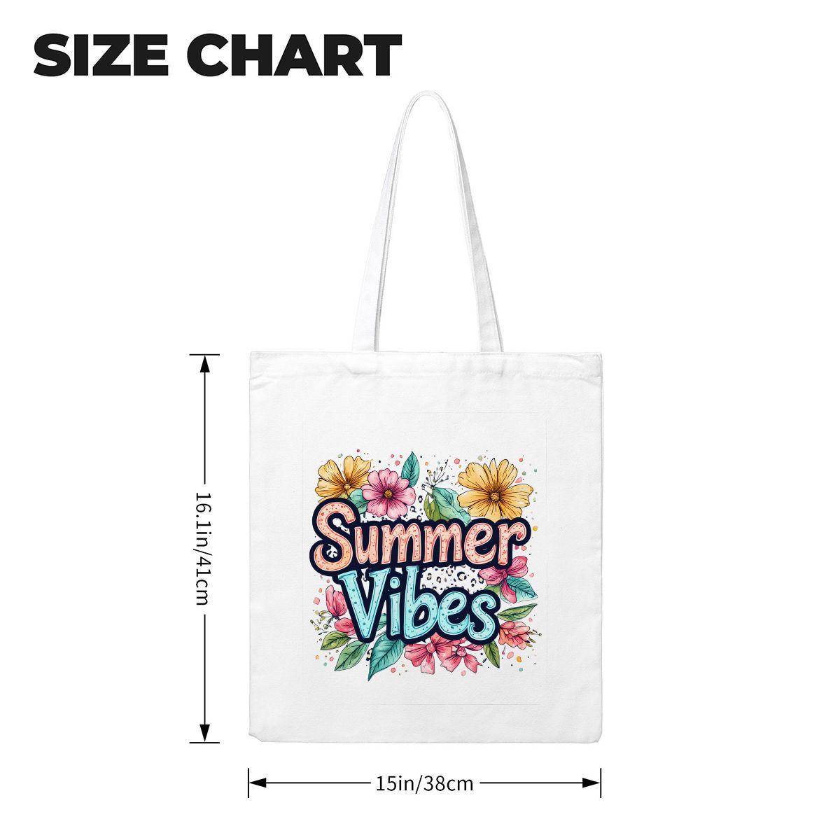 Summer Vibes Reusable Canvas Tote Bag - Eco Friendly Beach Shopping Carry All