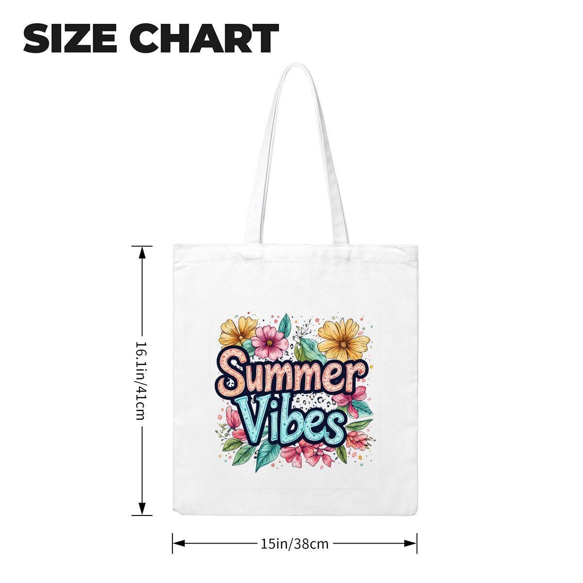 Summer Vibes Reusable Canvas Tote Bag - Eco Friendly Beach Shopping Carry All