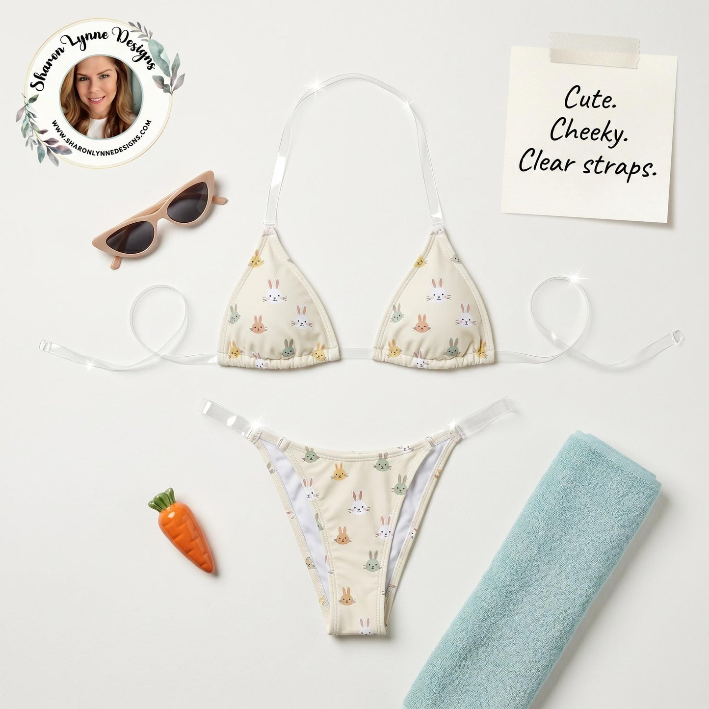 Bunny Bikini with Transparent Straps - Animal Print Swimwear Set for Women Beach Summer
