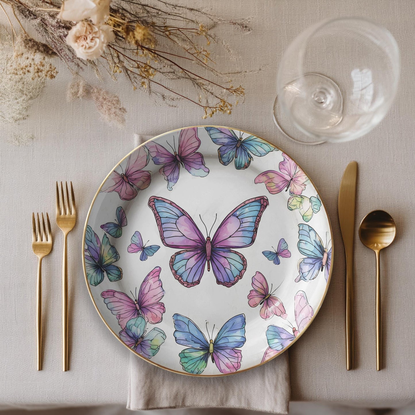 Butterfly Dinner Plates - Dinnerware Collection for Spring Table Setting & Home Decor