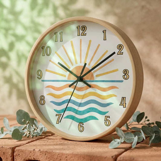 Sunrise Ocean Wave Wall Clock – Coastal Beach Nautical Home Decor Art