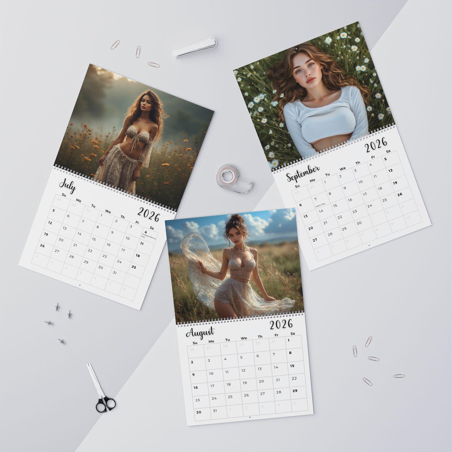 Fields of Desire Calendar , Female Art Monthly Planner Home Office Decor Gift Her