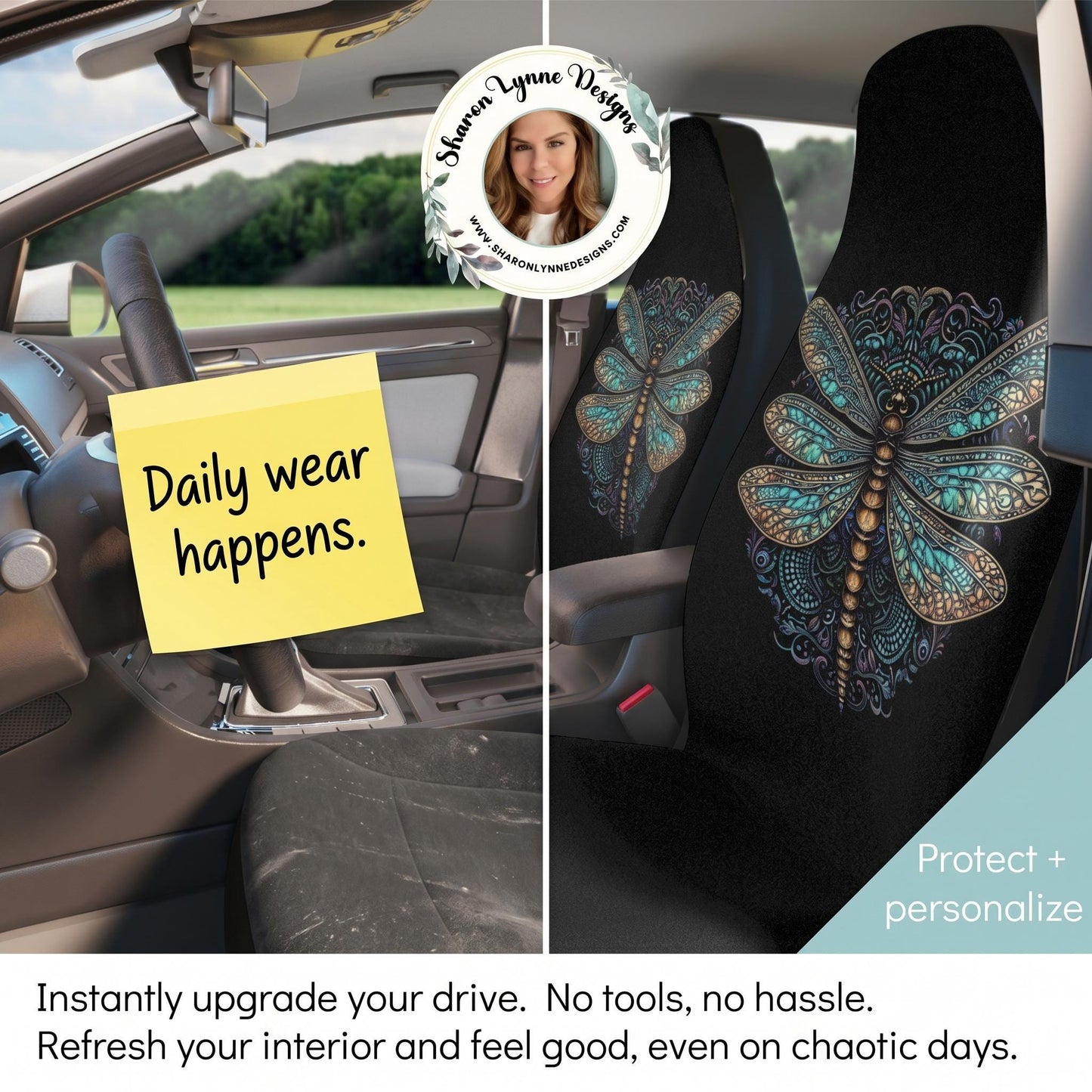 Dragonfly Car Seat Protector: Stylish Automobile Accessory for Adventure Lovers and Insect Enthusiasts