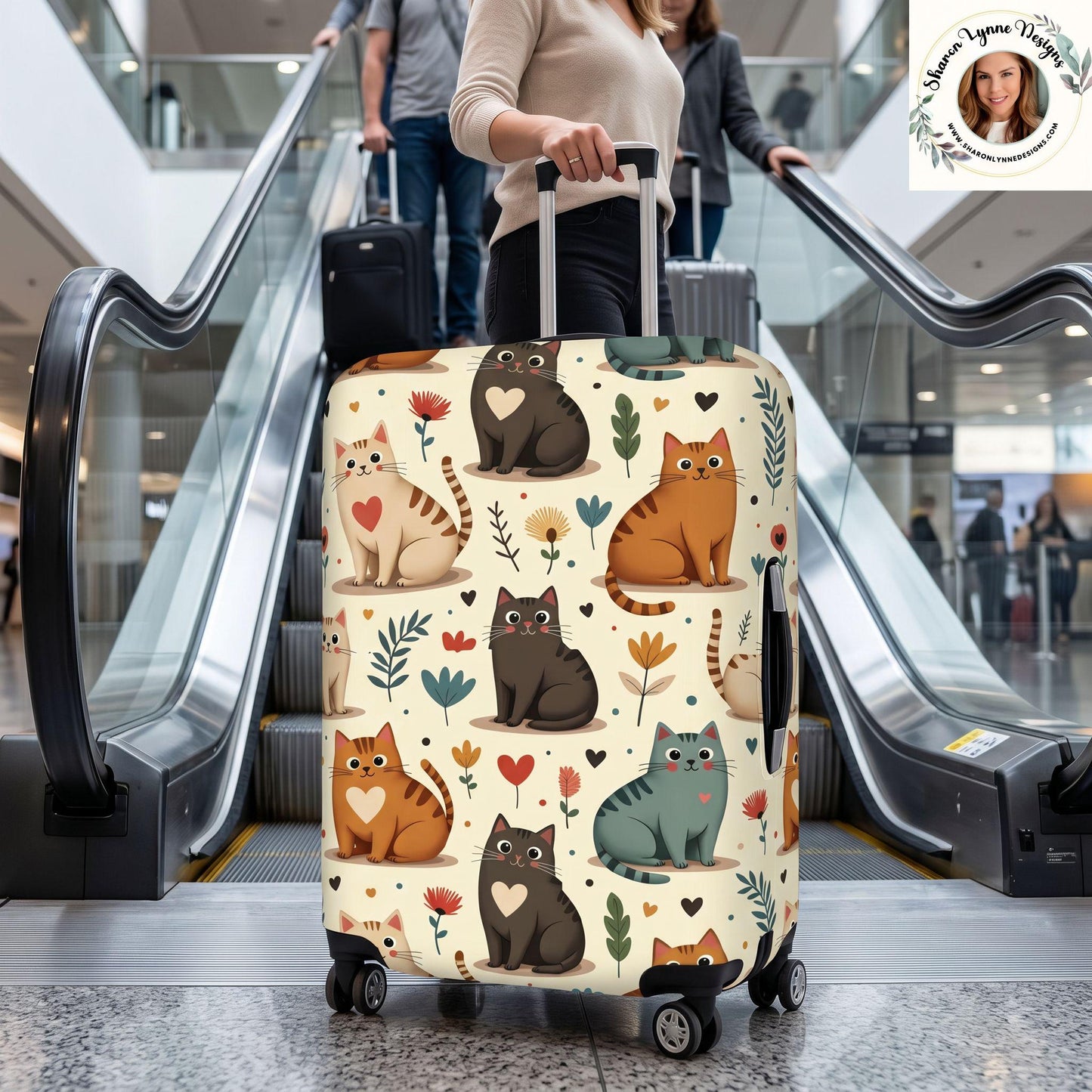 Cat Luggage Cover, Thickened Protective Suitcase with Playful Cat Design