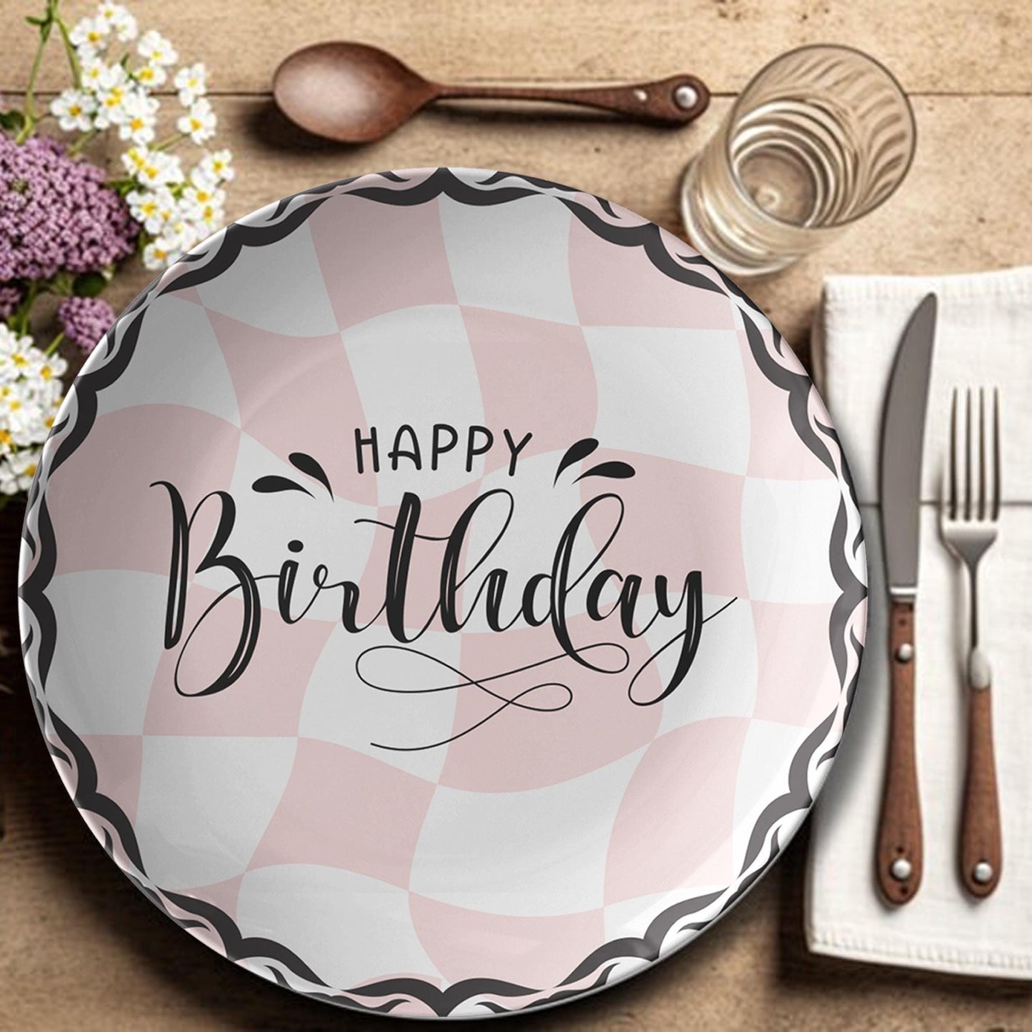 Retro Birthday Plate Vintage Style Celebration Dinnerware Party Tableware Gift