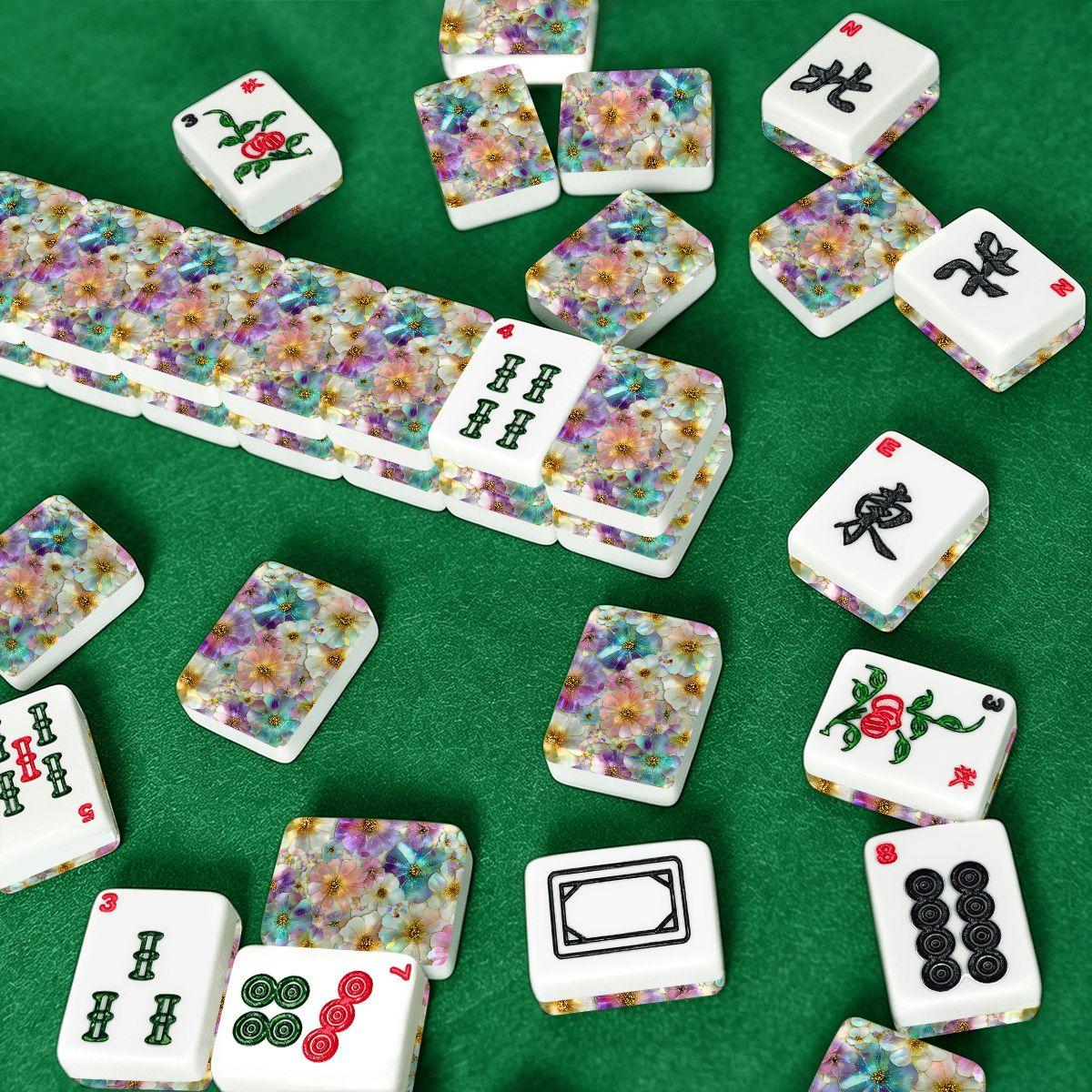 Floral American Mahjong Tiles – Acrylic Game Set with Vibrant Flower Designs