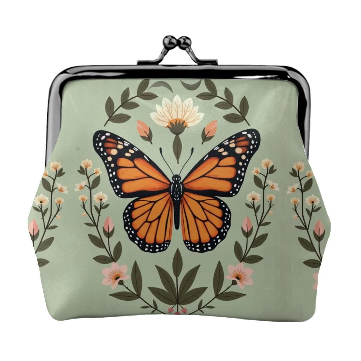 Butterfly Women's Leather Kiss Lock Coin Purse Small Wallet Change Holder Gift