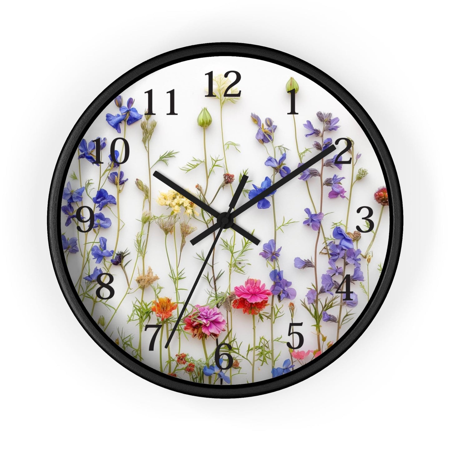 Floral Minimal Wall Clock Modern Round Silent Home Decor Living Room Kitchen Office