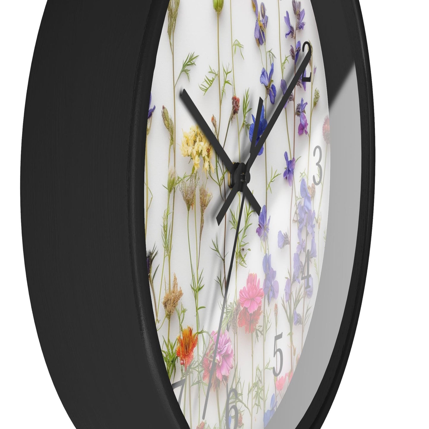 Floral Minimal Wall Clock Modern Round Silent Home Decor Living Room Kitchen Office