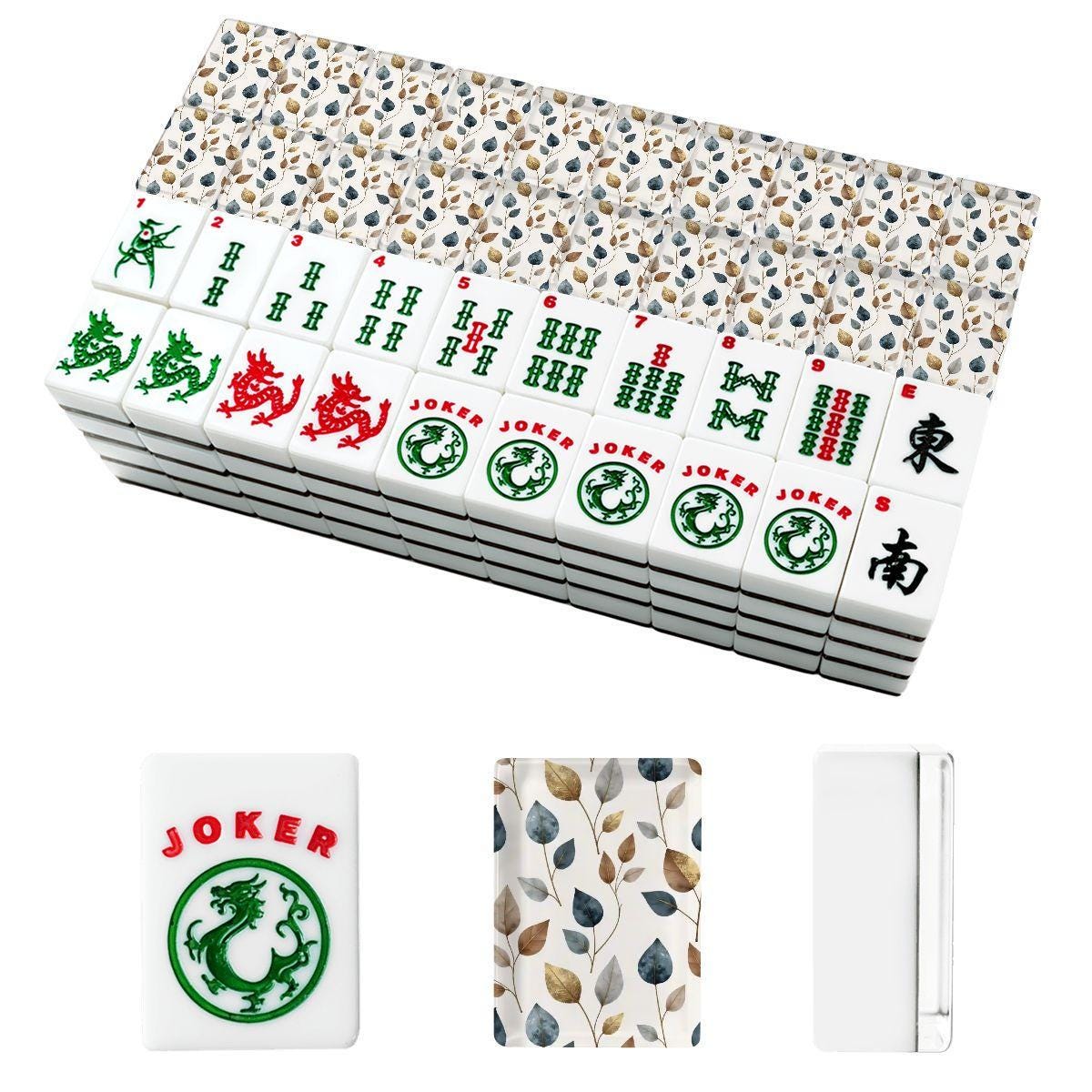Gold Leaf American Mahjong Tiles - Game Set for Family Fun
