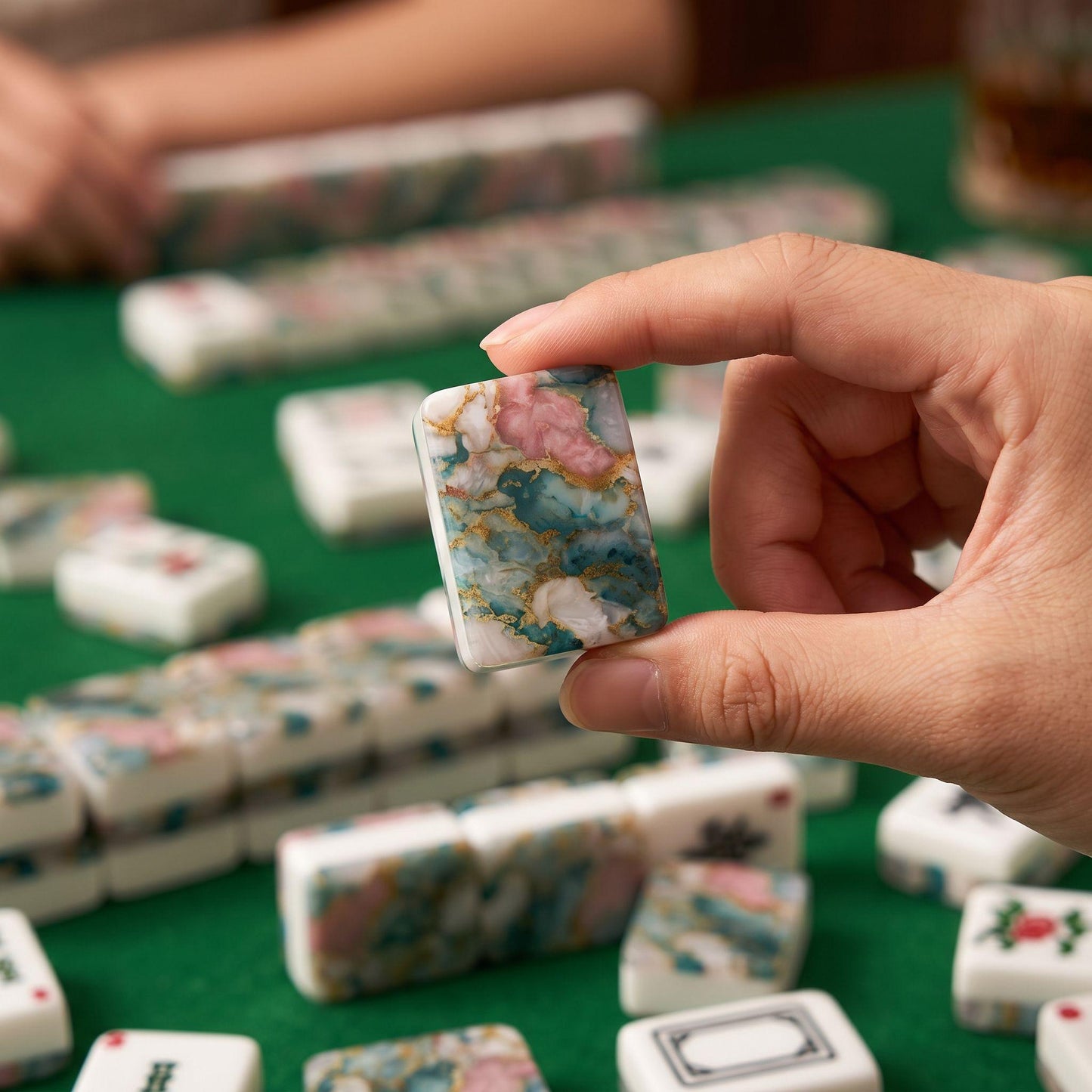 Marble Mahjong Set - Elegant American Tiles for Game Night