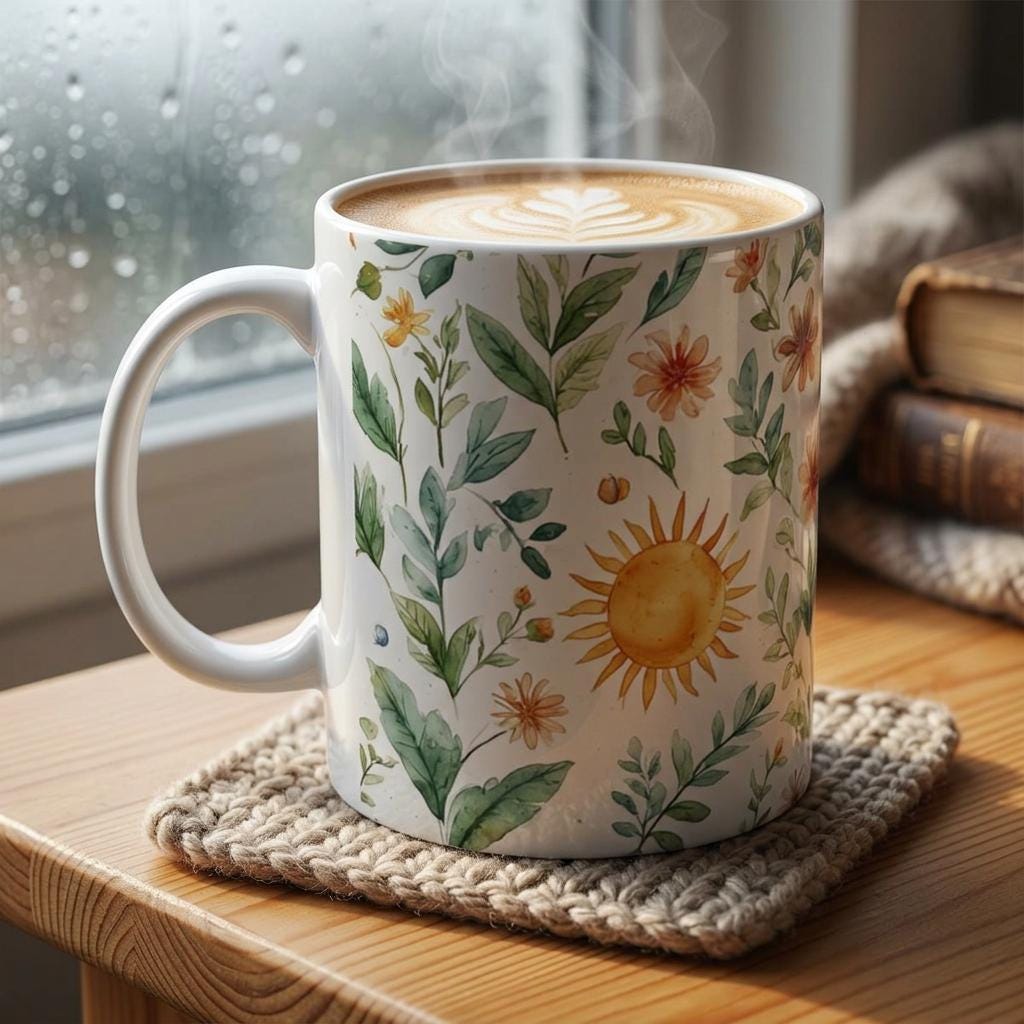 Watercolor Wildflowers Mug | Floral Botanical Ceramic Coffee Cup