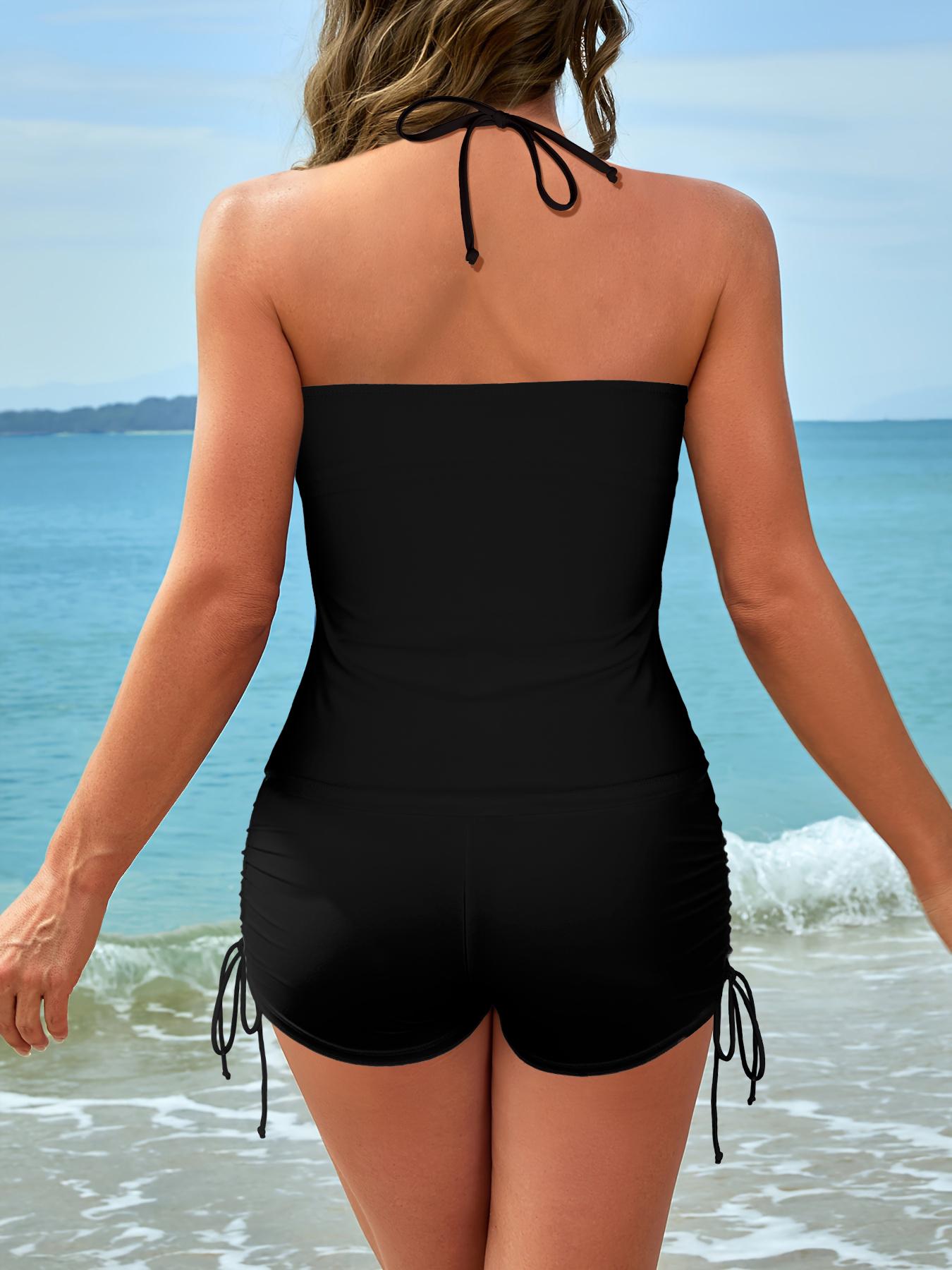 Women's Halter Neck Bikini Set - DTF Print Nylon Spandex Swimsuit Summer Beachwear
