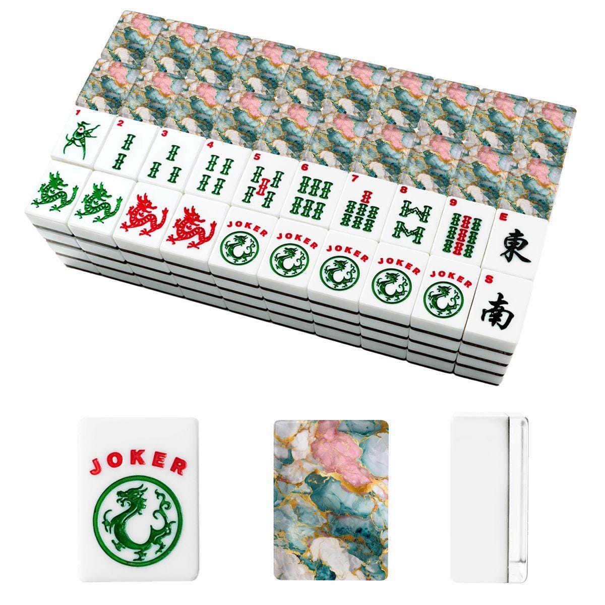 Marble American Mahjong Tiles Set - Stone Gaming Pieces for Mahjong Players
