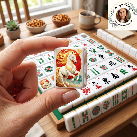 Horse Mahjong Tiles Set - Equestrian Themed Game Pieces for Board Gaming Collection