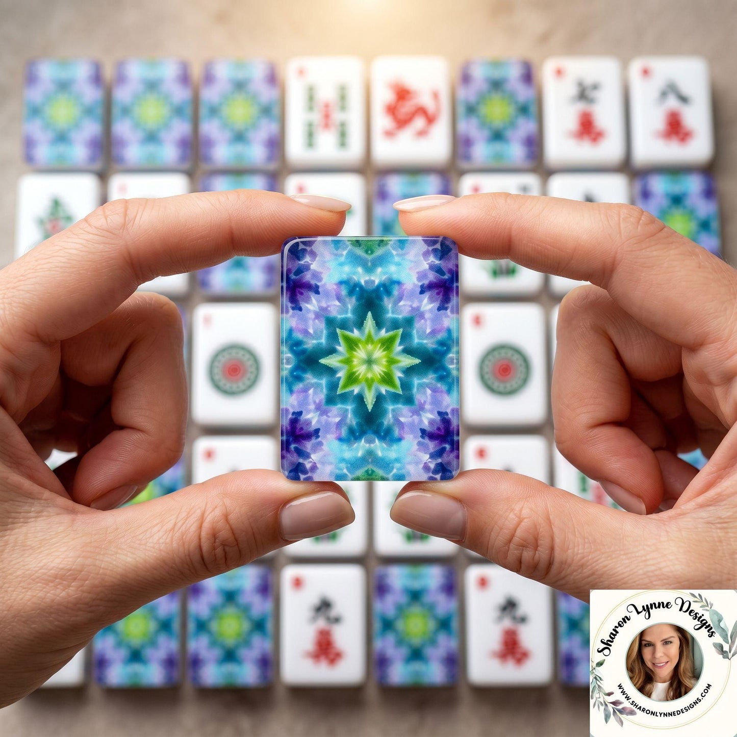 Tie Dye Mahjong Set - Colorful Acrylic Tiles for Traditional Gameplay