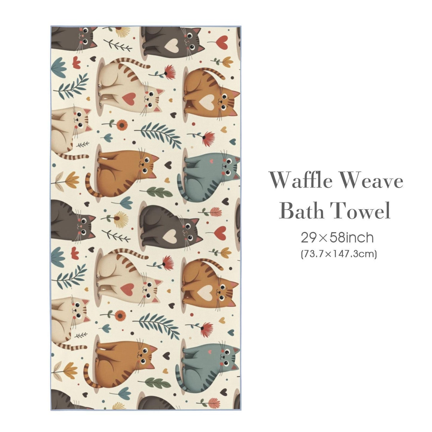 Soft Cat Bath Towel, Soft Waffle Fabric Cozy Absorbent 29x58 Inches