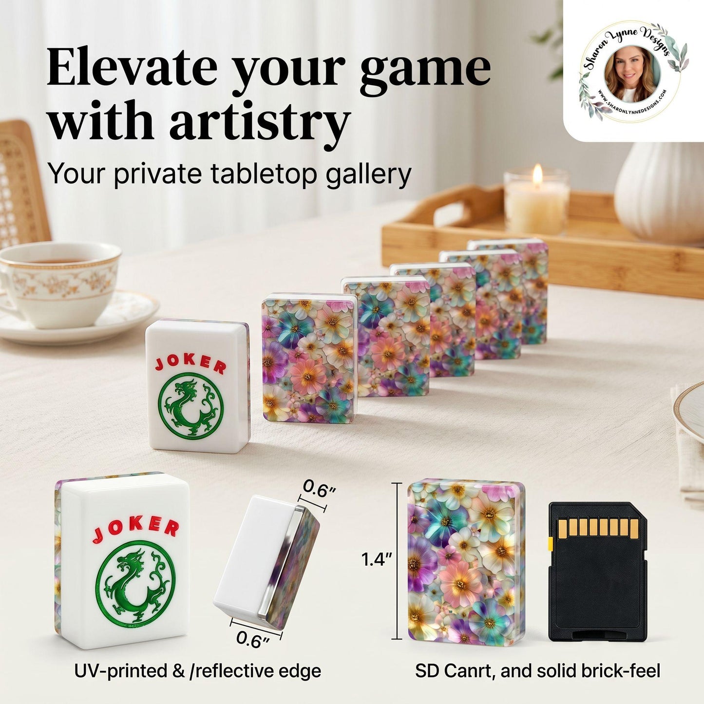 Floral American Mahjong Tiles – Acrylic Game Set with Vibrant Flower Designs