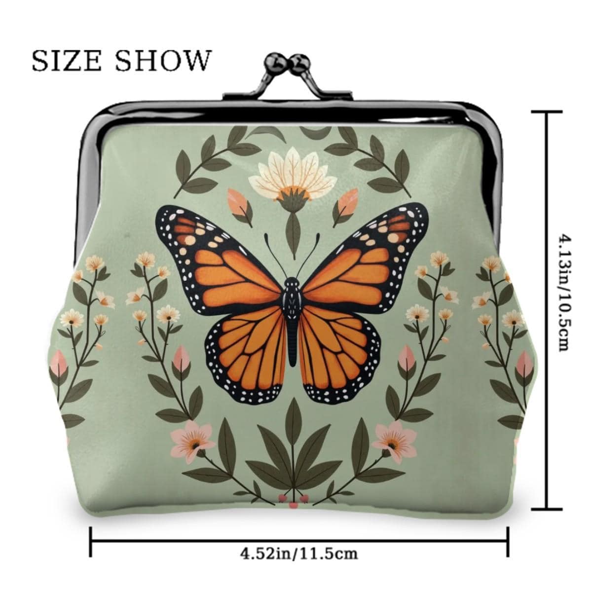 Butterfly Women's Leather Kiss Lock Coin Purse Small Wallet Change Holder Gift