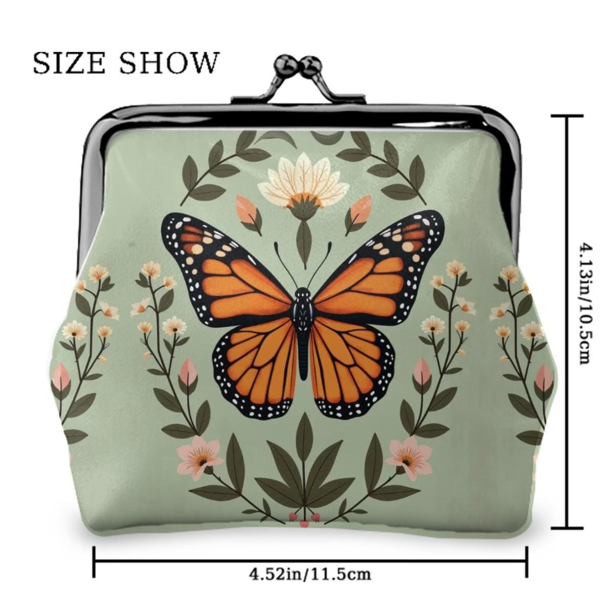 Butterfly Women's Leather Kiss Lock Coin Purse Small Wallet Change Holder Gift