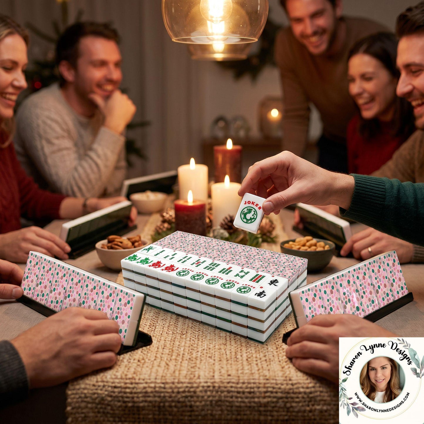 Festive Dots American Mahjong Tiles - Colorful Game Set for Party Play