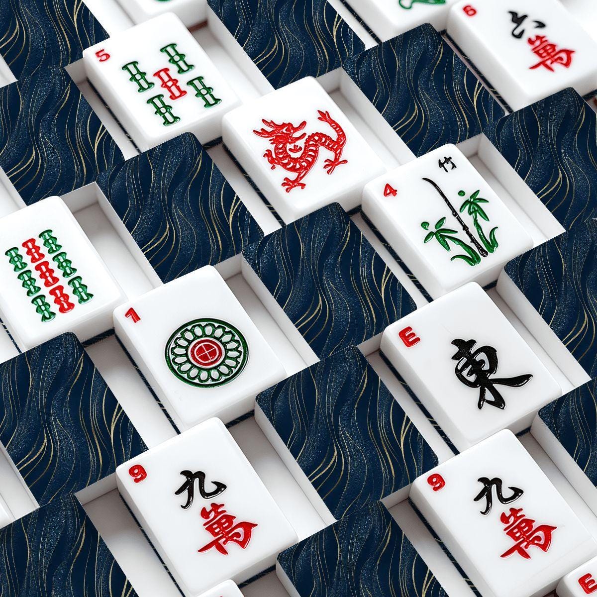 Navy Blue Gold American Mahjong Tiles Set - Game Pieces Collection