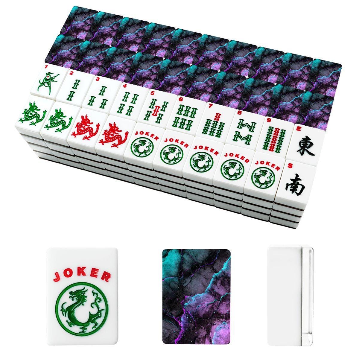 Neon Marble American Mahjong Tiles Set | Vibrant Glowing Acrylic 166-Piece Game Collection