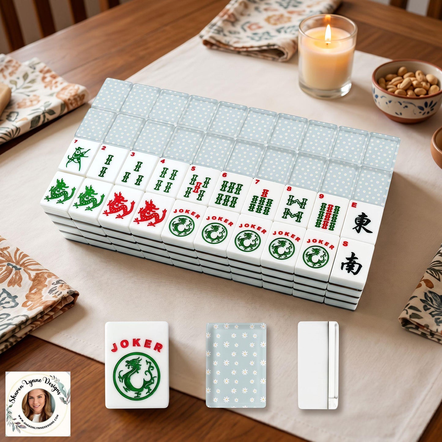 Daisy American Mahjong Tiles Set - Floral Design Game Pieces for Traditional Mah Jongg Play