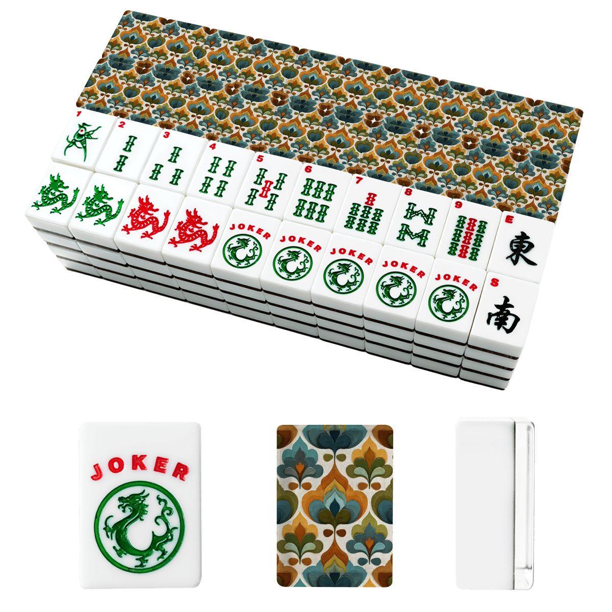 Retro American Mahjong Tiles Set | 166-Piece Acrylic Game Night Gift