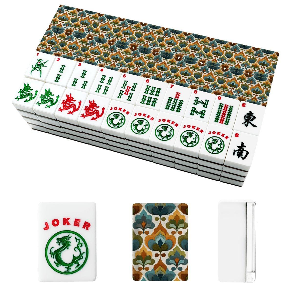 Retro American Mahjong Tiles Set | 166-Piece Acrylic Game Night Gift