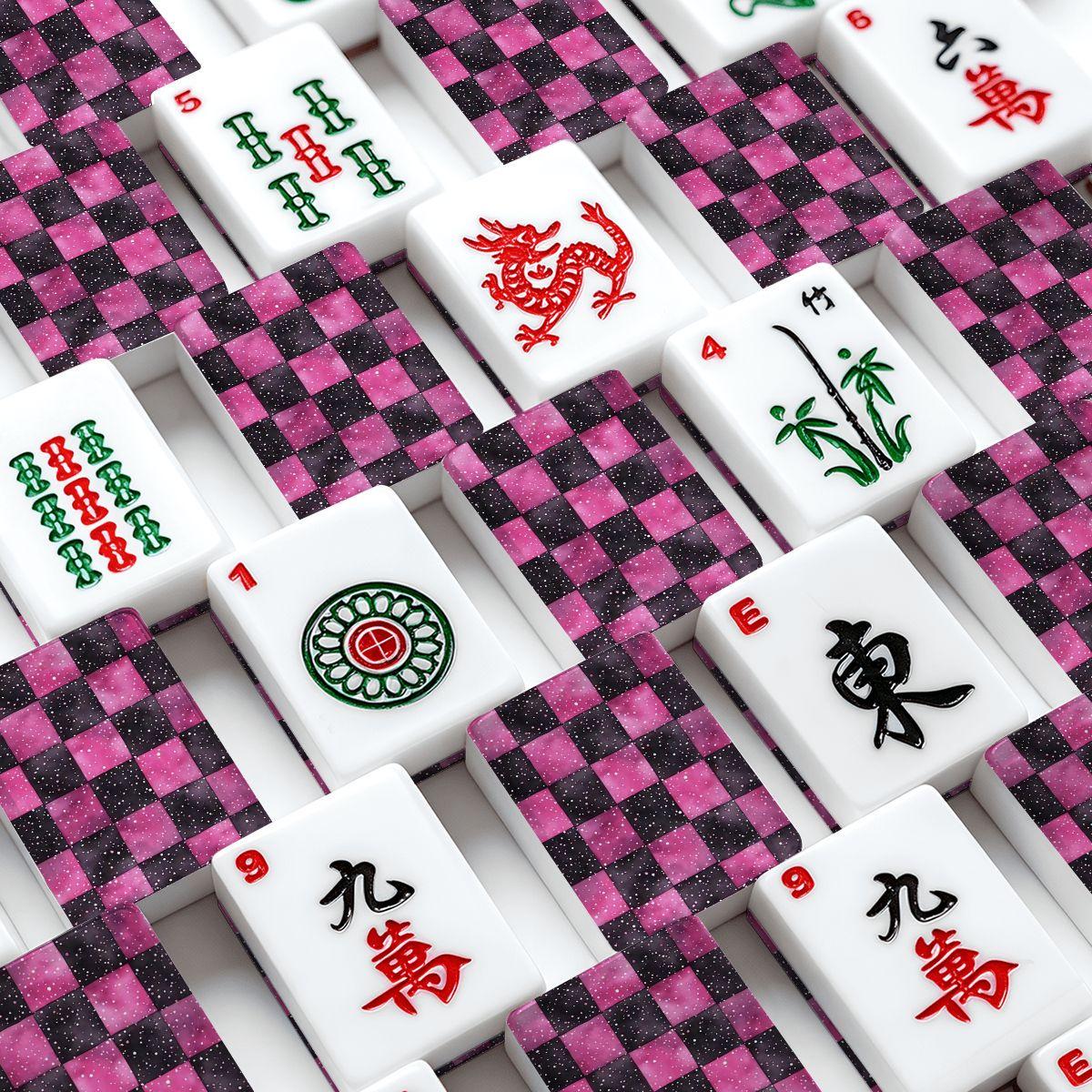 Checkered Mahjong Tiles Set - Modern Game Pieces