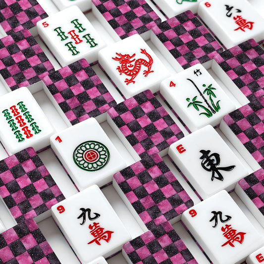 Checkered Mahjong Tiles Set - Modern Game Pieces