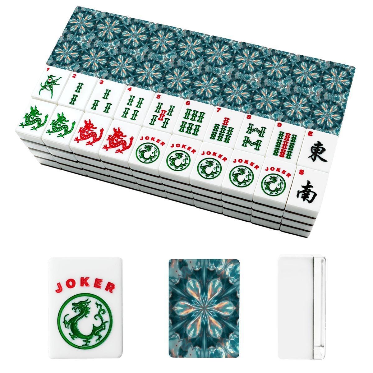 Flower Jewel American Mahjong Tiles Set - Decorative Gaming Pieces for Traditional Table Games