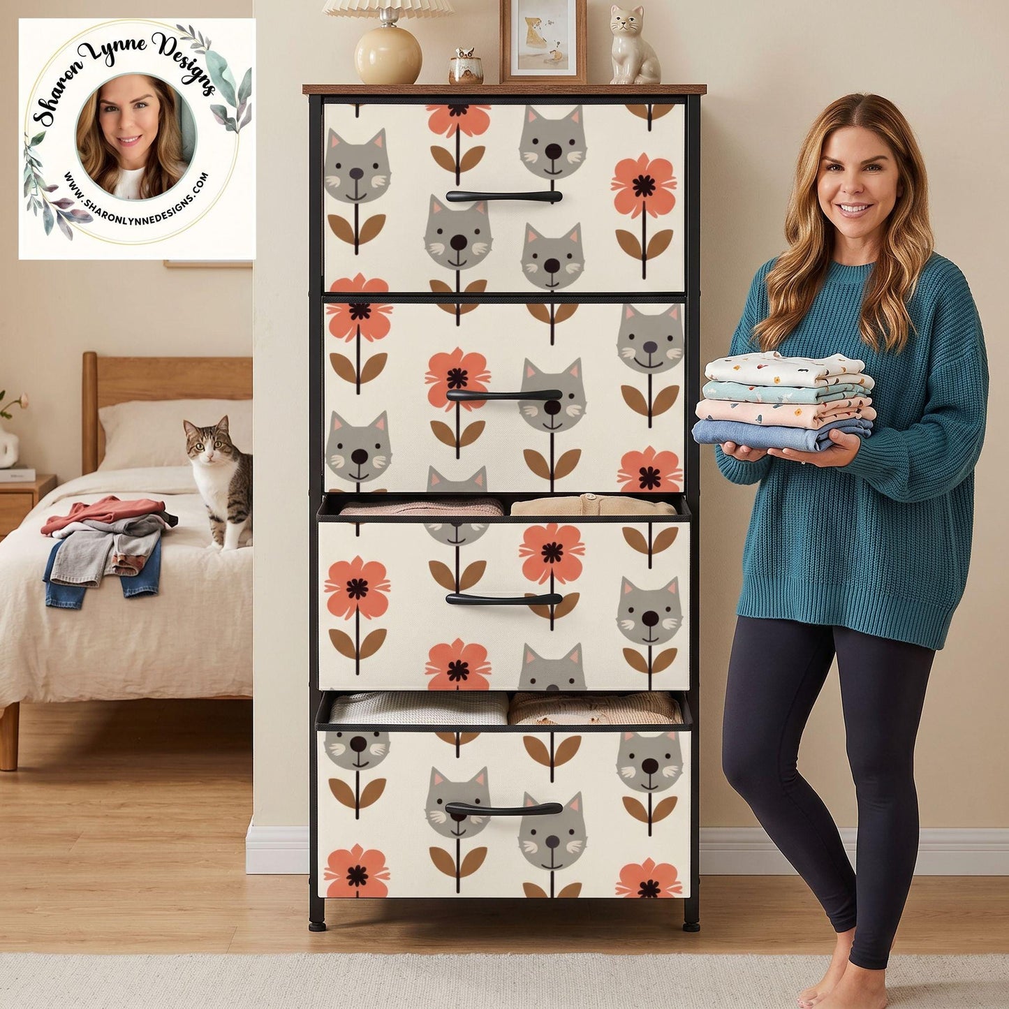 Useful Cat 4-Drawer Dresser Made in USA - Furniture Storage Organizer