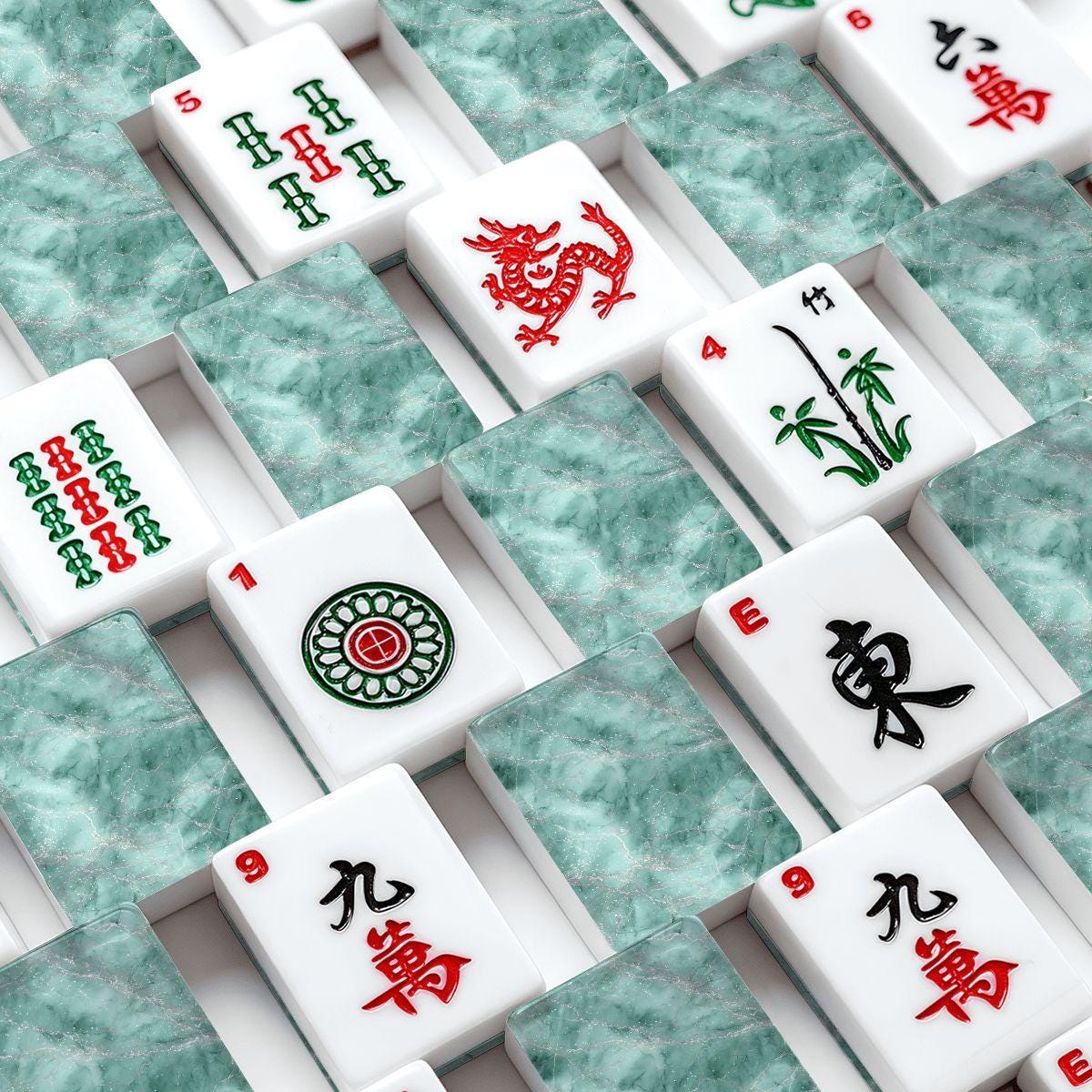 Green Marble American Mahjong Tiles – Acrylic Chinese Board Game Set