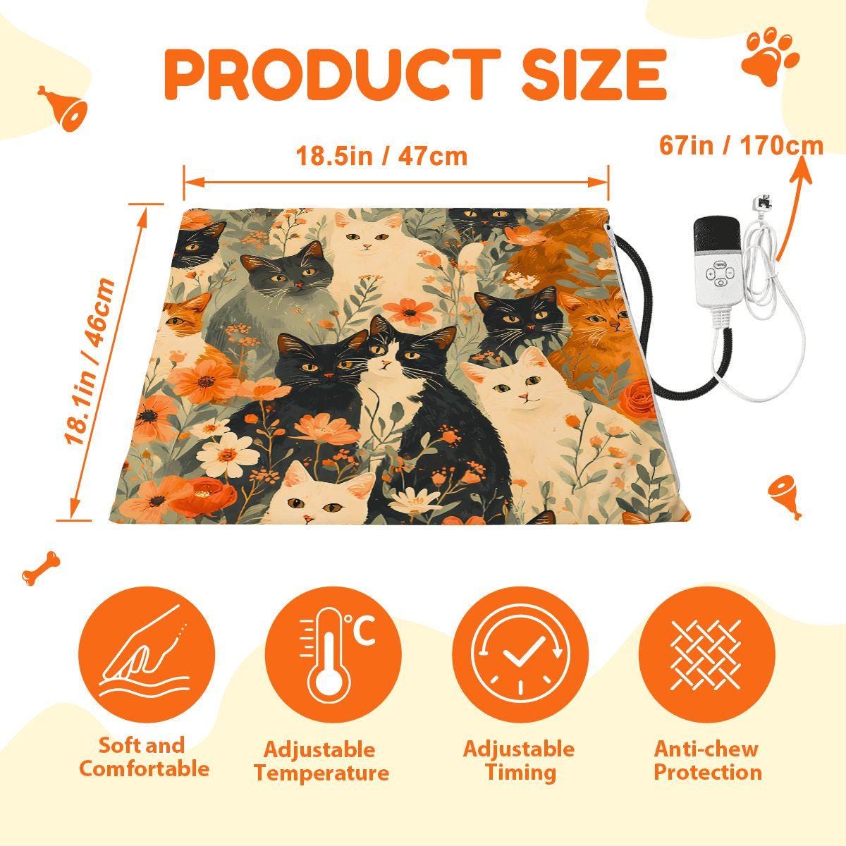 Electric Cat Heating Pad: Cozy Pet Bed, Adjustable Temperature, Safety Timer