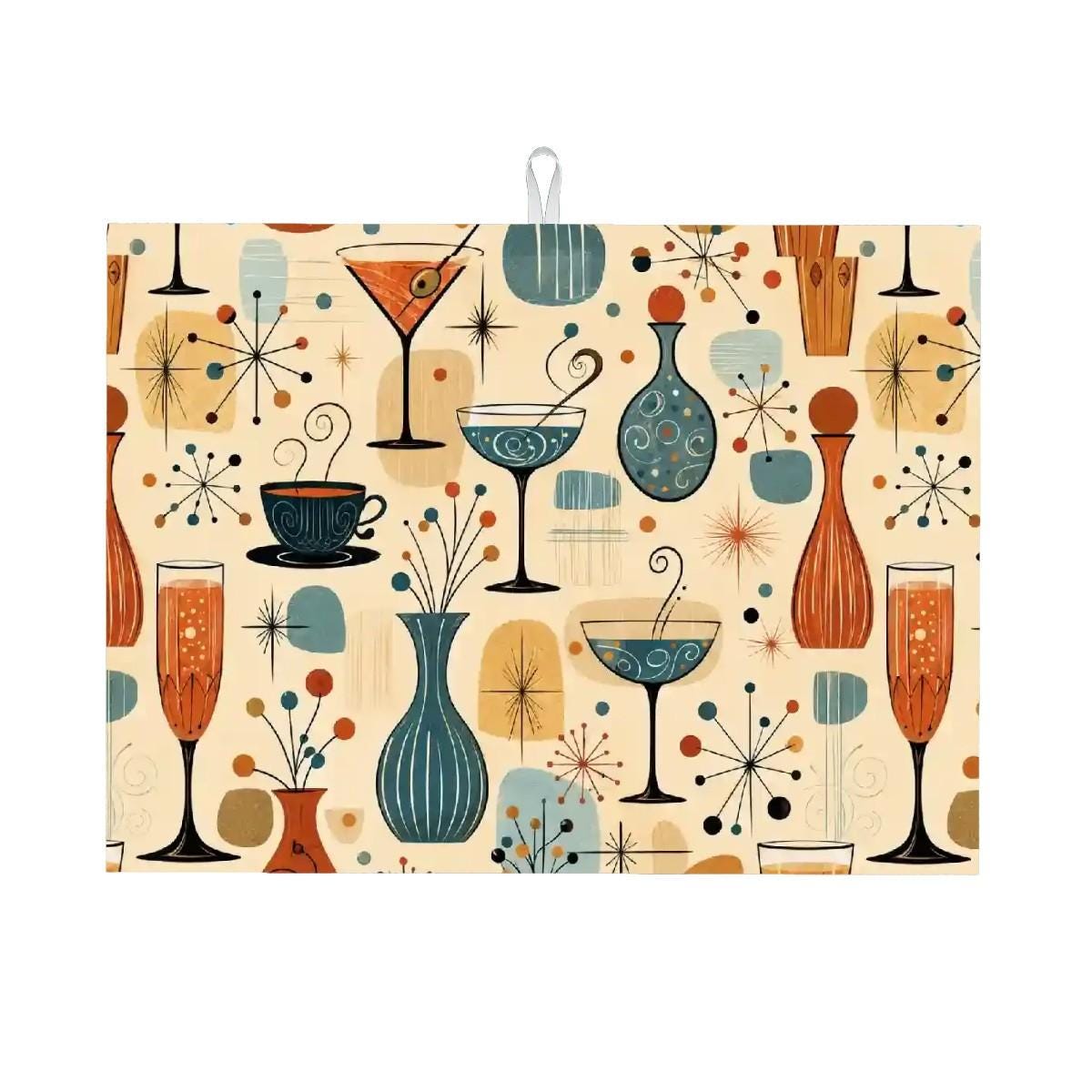 Retro Large Dish Drying Mat - Vintage Kitchen Counter Absorbent Microfiber Pad for Dishes