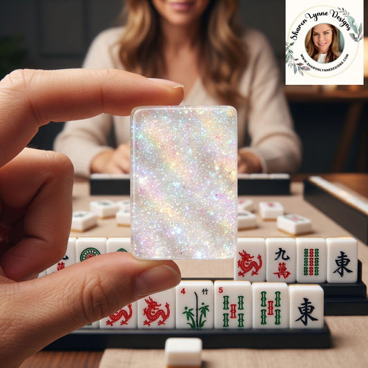 Glitter American Mahjong Tiles - Sparkly White Game Set Pieces Board Gaming Accessories