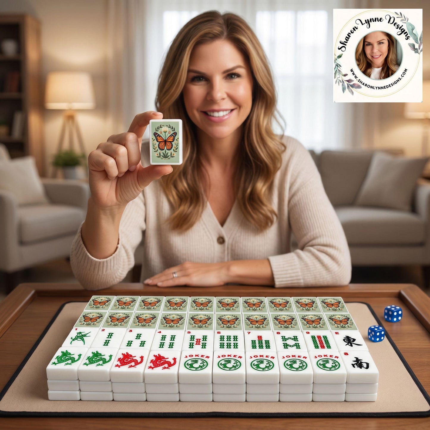 Butterfly Mahjong Tiles Set – Acrylic American Mahjong Game Pieces