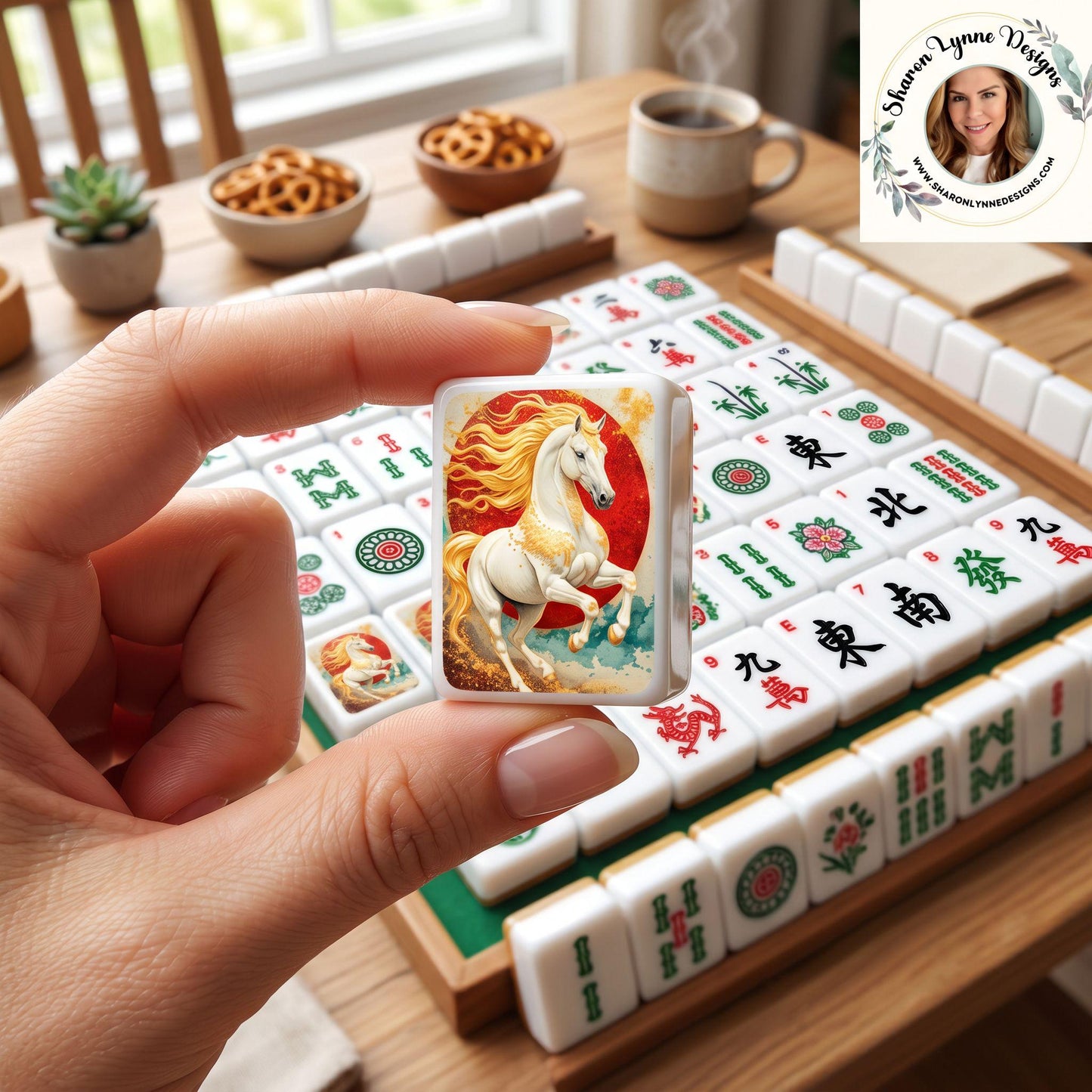 Horse Mahjong Tiles Set - Equestrian Themed Game Pieces for Board Gaming Collection