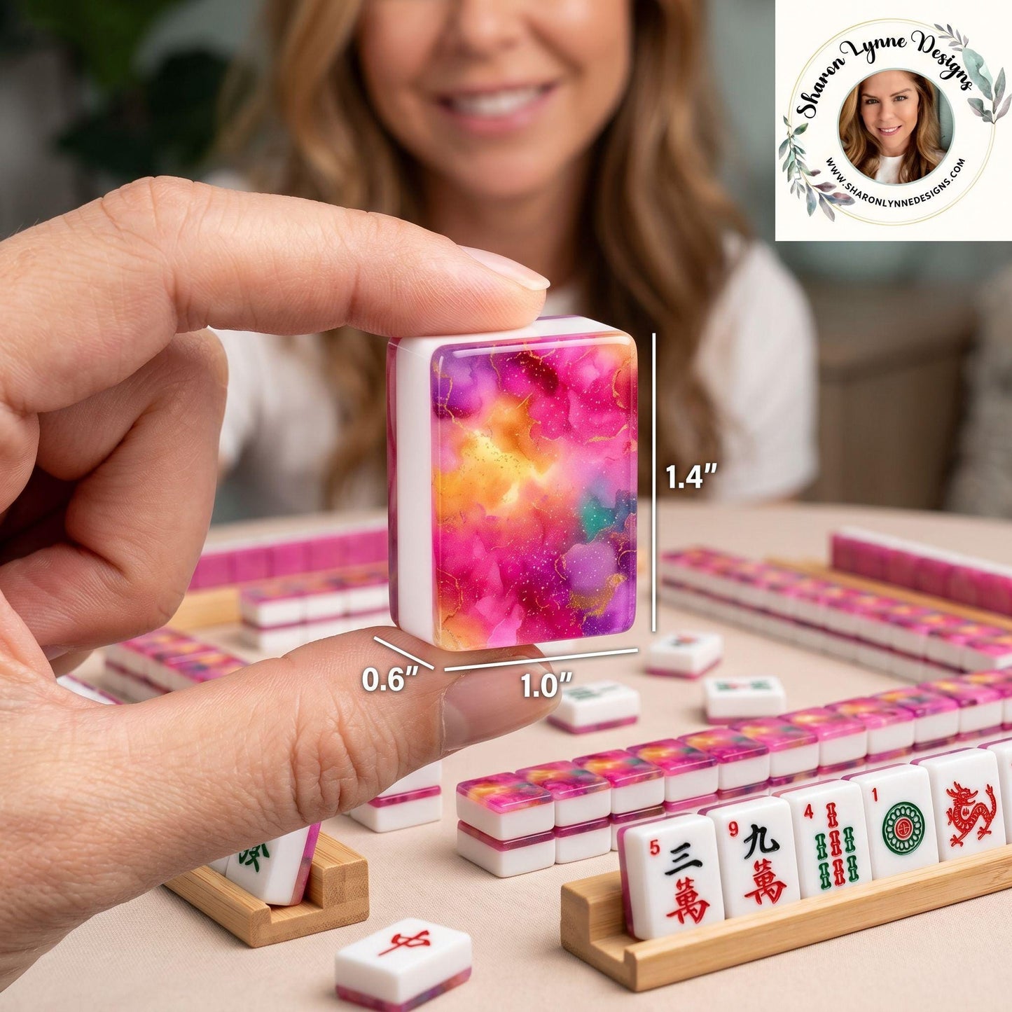 Pink Marble American Mahjong Tiles Set - Game Pieces for Traditional Chinese Board Gaming