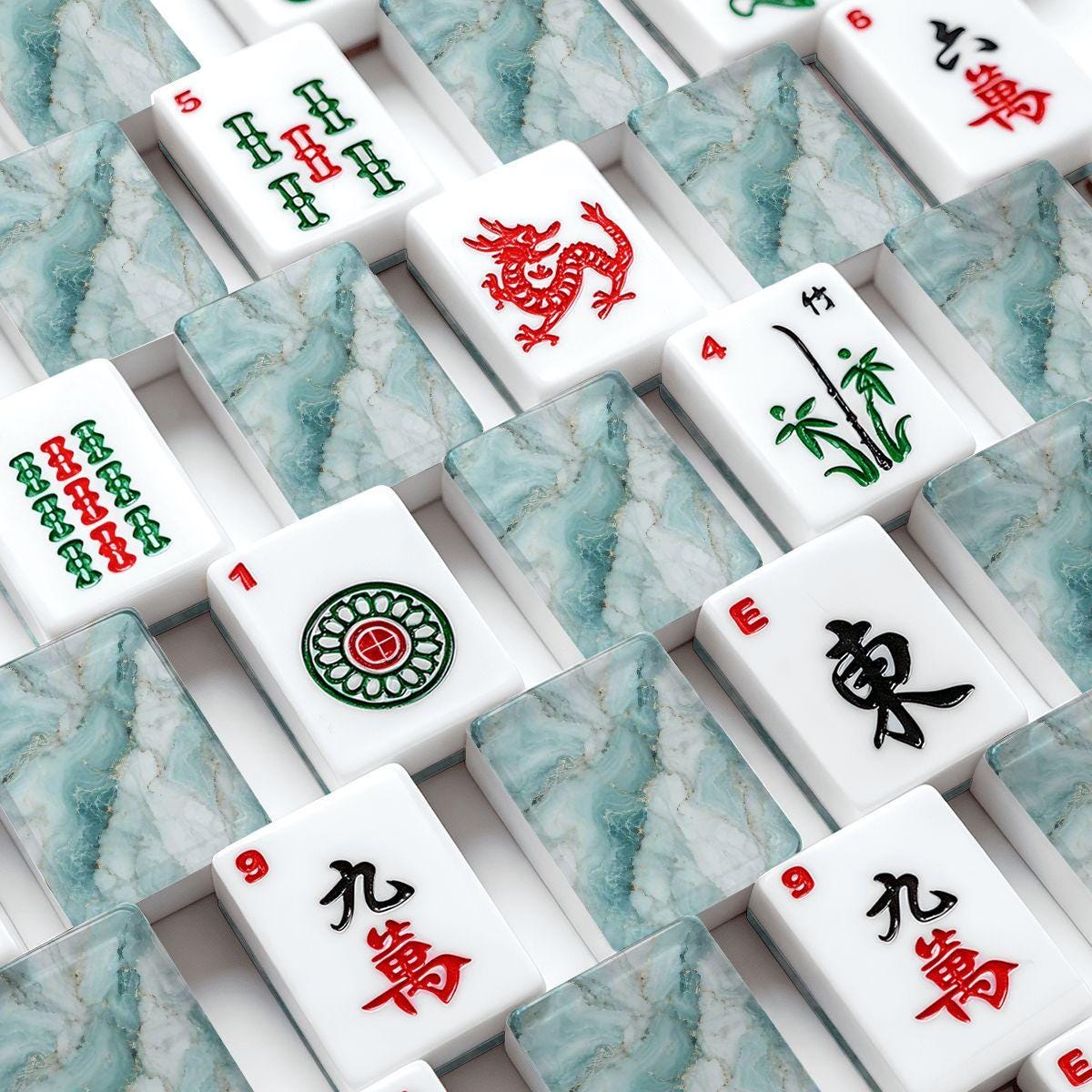 Marble Sky Acrylic American Mahjong Tiles Set 166 Pieces with Jokers, UV Print