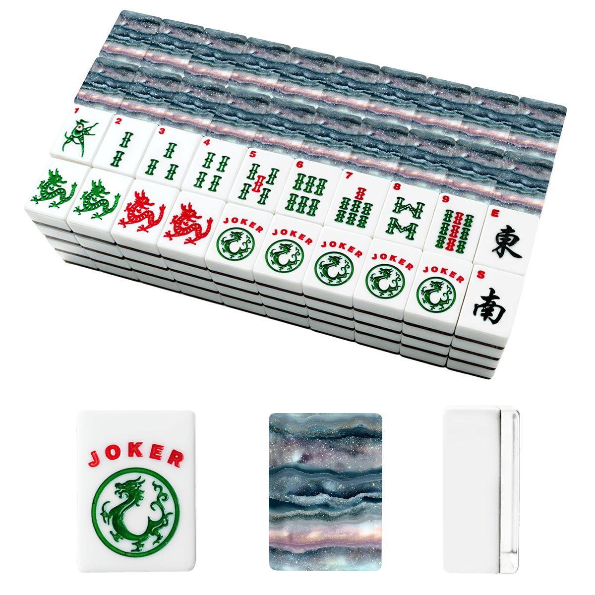 Blue Ocean Acrylic Mahjong Set – 166 Pieces with Jokers, Game Night Fun