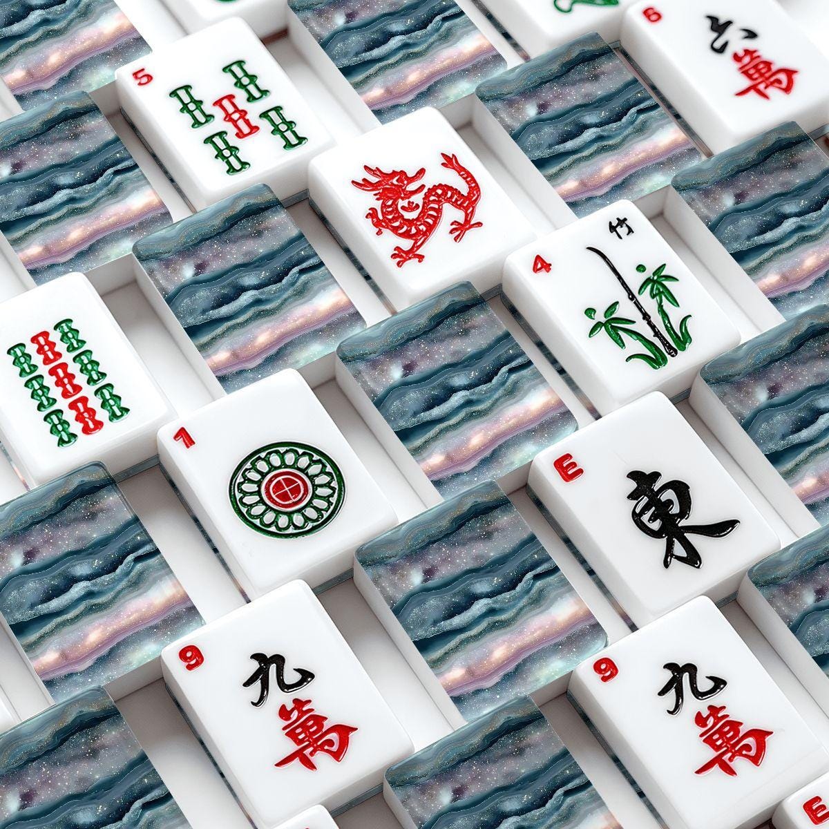 Blue Ocean Acrylic Mahjong Set – 166 Pieces with Jokers, Game Night Fun