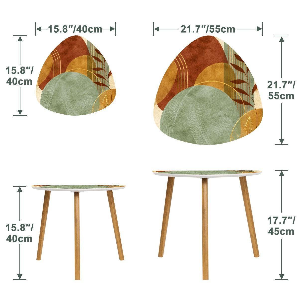 Mid-Century Triangle Coffee Tables Set | Eco-Friendly Bamboo, MDF Living Room Decor